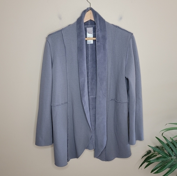 Chico's | Zenergy Gray Plush Open Front Jacket Cardigan - Picture 1 of 5